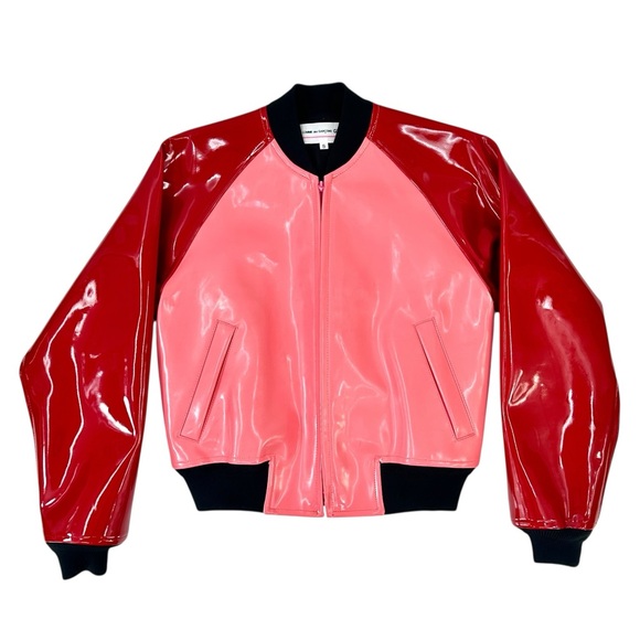 Comme Des Garcons Jackets & Blazers - Comme Des Garcons Girl Red & Pink Enamel PVC Faux Patent Leather Bomber Jacket